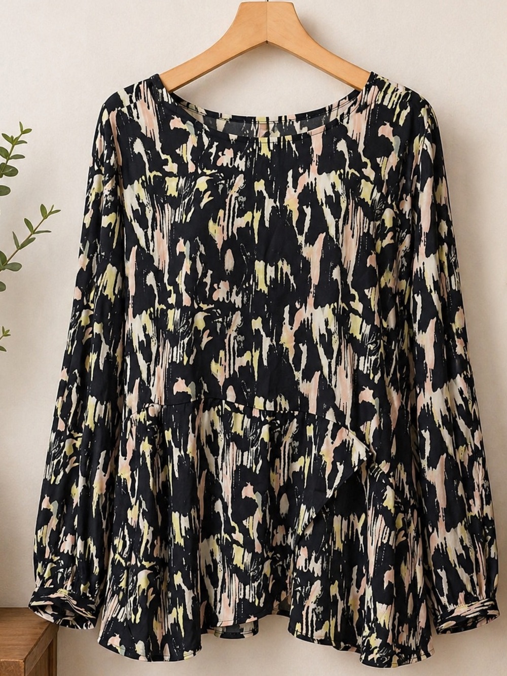 NY Collection Multicolored Print Blouse Long‎ Sleeves Size XL